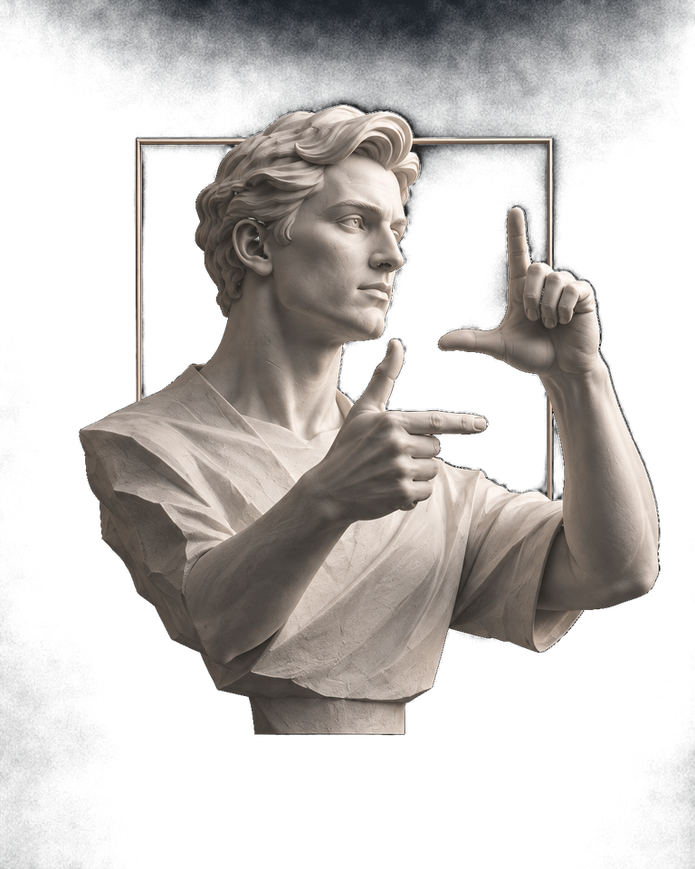 一尊象牙色雕塑,代表尚待发现的 AI 时代玩家身份