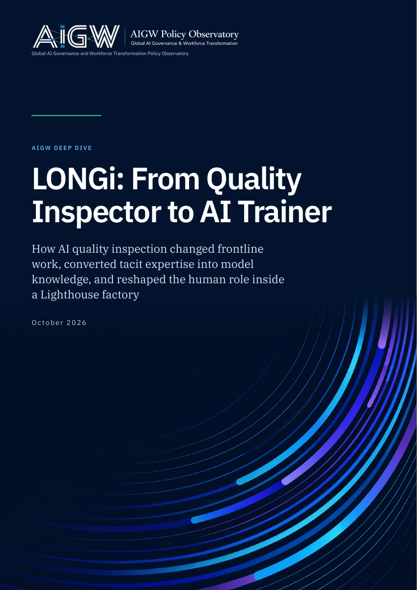 First-page cover of LONGi: From Quality Inspector to AI Trainer, AIGW Policy Observatory, October 2026