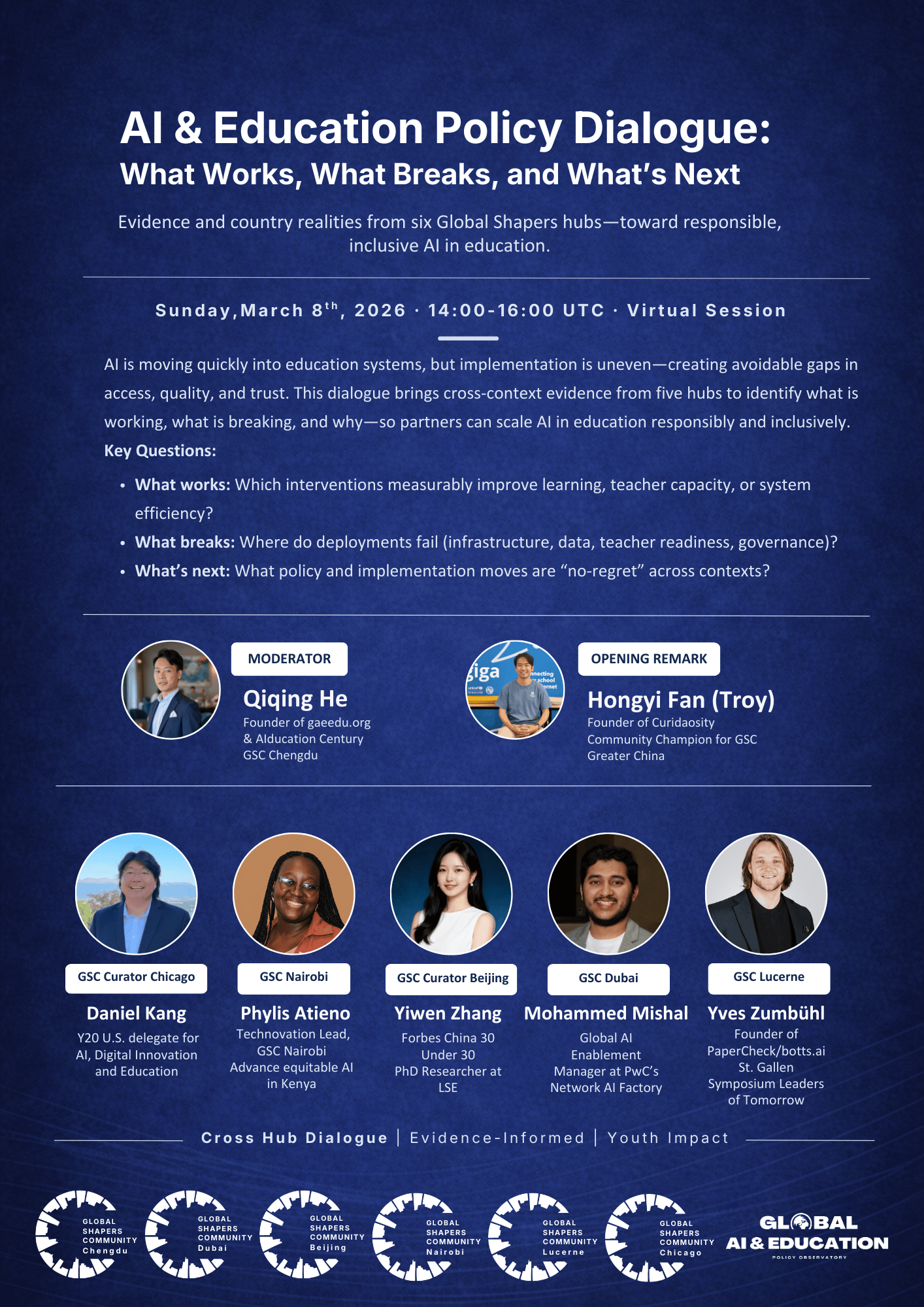 AI & Education Policy Dialogue poster representing participating communities