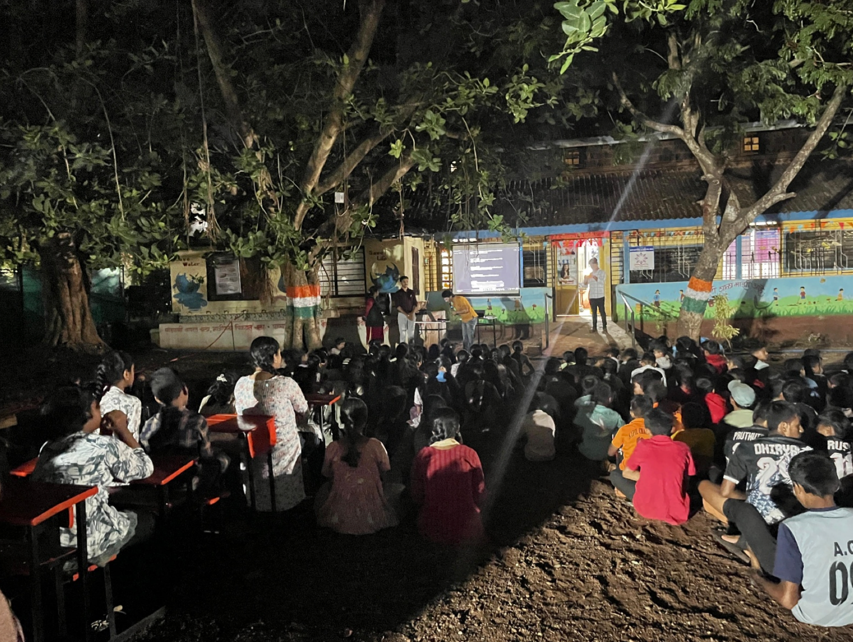 Learners taking part in an outdoor AI literacy session
